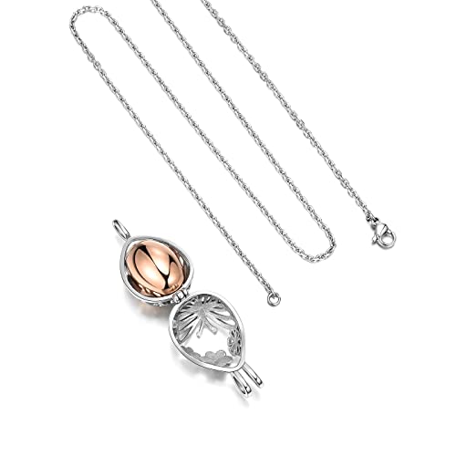 Hollow Flower Butterfly Urn Necklace for Ashes Stainless Steel Memorial Locket Pendant Keepsake Cremation Jewelry for Women Rose Golden