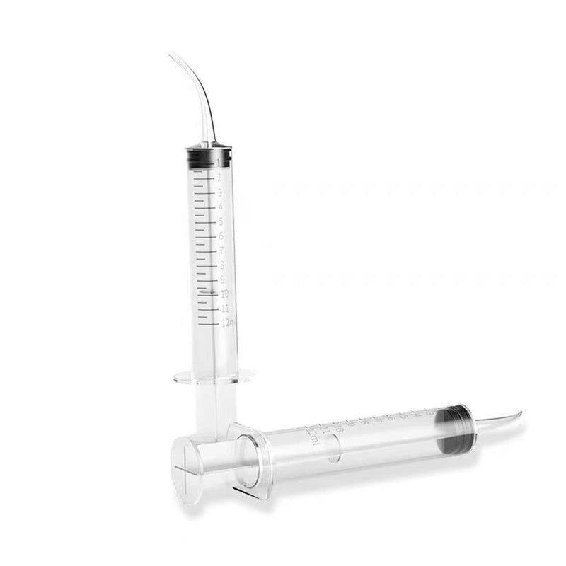 [Australia - AusPower] - 10 Pack Dental Syringes with Curved Tip Disposable Gradient Dental Irrigation Syringes for Oral Dental Care Tonsil Stone Removal Laboratory Feeding Small Pets Curved Measurable (12ml, transparent, 10) 12ml 