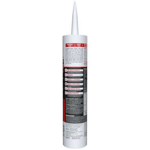 GE Supreme white silicone caulk cartridge for kitchen and bathroom, 10 fl oz, waterproof sealant