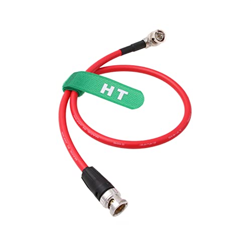 12G SDI Raw 4K 60p Video Cable Right Angle to Straight BNC 75 ohm Coaxial Shielded for Sony Alexa DSMC2 Camera Blackmagic SmallHD Atomos Monitor (50cm, Red) 50 cm