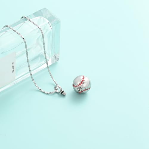 Baseball Cremation Jewelry Urn Necklaces Cross Memorial Pendant Silver red