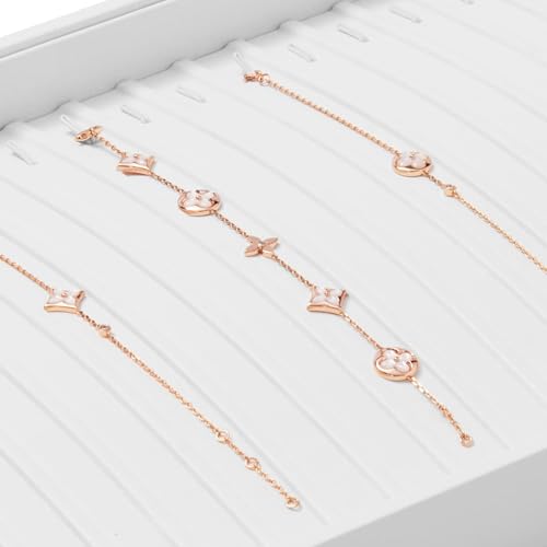 Oirlv Premium White Leather Stackable Jewelry Tray 18 Gird Necklace Bracelet Organizer Showcase Necklace Display Tray 18 Grid Necklace/Bracelet Tray
