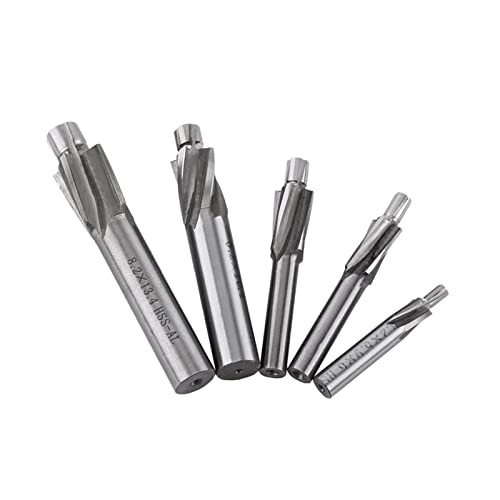 5 Pieces Countersink End Mill HSS-AL M3 M4 M5 M6 M8 4 Countersink Flutes Countersink End Mill Slot Drill Bit for Milling Copper, Aluminium, Steel, Cast Iron