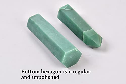 AMOYSTONE Natural Green Aventurine Crystal Tower Hexagonal Wand Stone Decor 0.6-1.1 Lbs