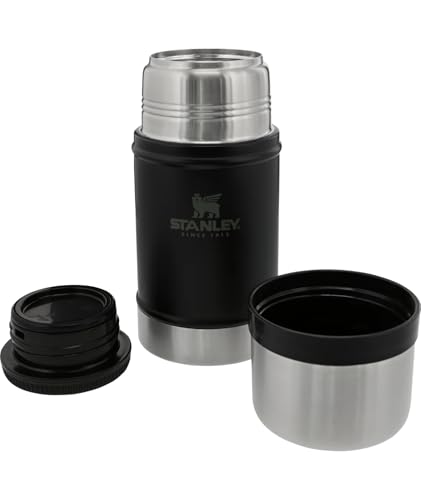 Stanley Classic Legendary Large Food Jar 24 oz | Vacuum Insulated Thermos Food Container | Wide Mouth Screw On Lid | Packable for Travel | Stainless Steel with Leakproof Lid | BPA-Free | Black 2.0