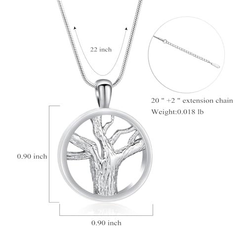 Tree of Life Cremation Jewelry Urn Necklaces for Ashes Memorial Keepsake Urn Pendant Necklace for Ashes Silver