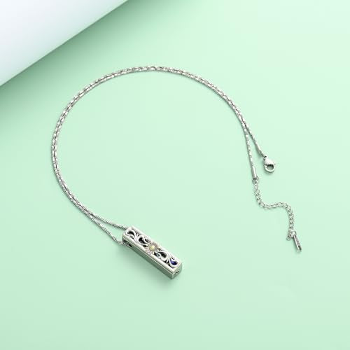 Yinplsmemory Sunflower Cremation Urn Ashes Necklace for Women Men Memorial Bar Keepsake Ashes Holder Cremation Jewelry Rainbow