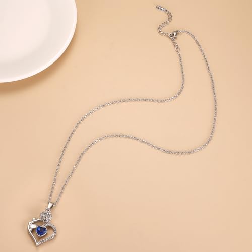Rose Flower Urn Necklace For Ashes For Women Mom Always In My Heart Cremation Memorial Jewelry With Different Color Crystals Dark Blue