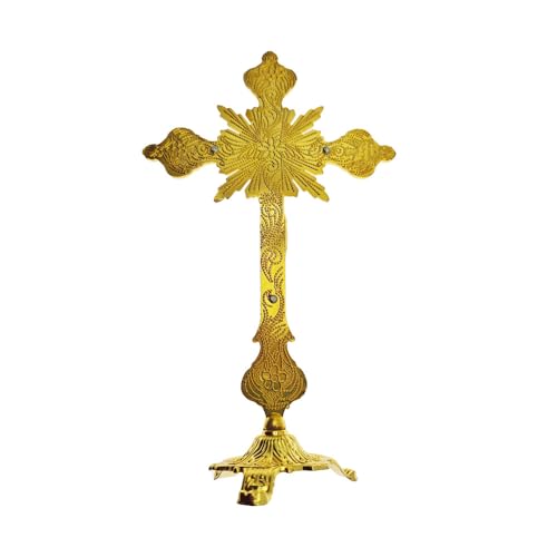 10" Standing Crucifix with Base Tabletop Catholic Jesus Crucifix Antique 25.5L x 15W cm