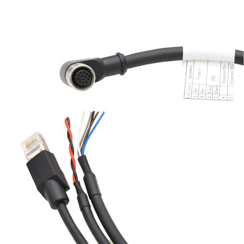 M12 Aviation Cable for DJI Livox Mid-360 Avia HAP LiDAR Sensor Power Network Ethernet to Computer Debug, 12 Pin Female Right Angle to RJ45 Flying Leads, 5m 5 m 1-to-3 splitter cable with angled M12 12-pin