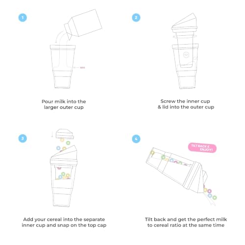 CRUNCHCUP XL Portable Cereal Cup for Breakfast On the Go - White (Pack of 2) X-Large (Pack of 2)