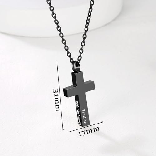 RIPFEVURN Cremation Jewelry Black Cross Urn Necklaces for Ashes for Women Men Human Ashes with Me Always Memorial Keepsake Pendant 1pc-Black-Brother