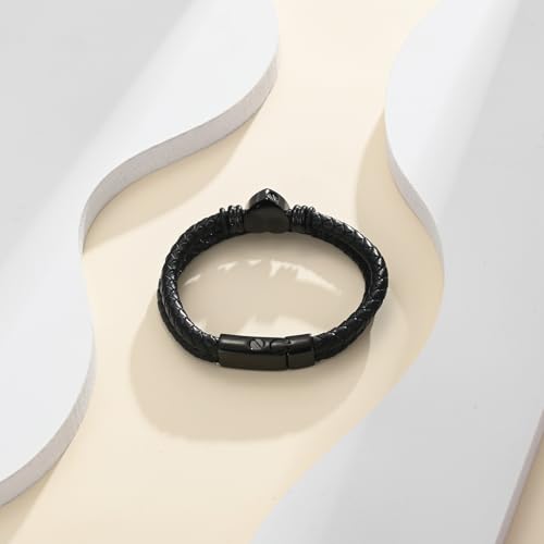 Cremation Jewelry Urn Bracelet for Human Ashes for Women Men Memorial Keepsake Cuff Leather Bracelet Heart