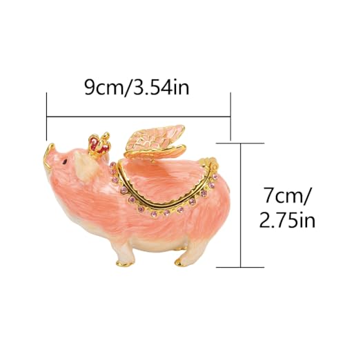 Leopacat pig figurine jewelry holder with hinged metal design, serving as a collectible jewelry box for rings and small accessories.