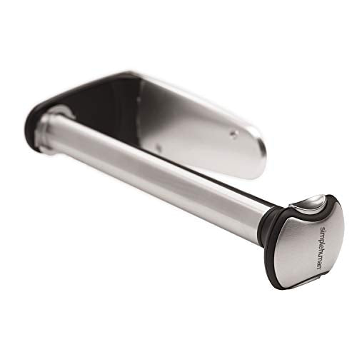 simplehuman Wall Mount Paper Towel Holder, Under-Cabinet or Wall Mounted Rack, Horizontal or Vertical Install, One-Handed Tear with Tension Spring, Quick-Release Knob, Brushed Stainless Steel 13" x 3" x 5" h