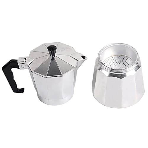 J&V TEXTILES Stovetop Espresso and Coffee Maker, Moka Pot for Classic Italian and Cuban Café Brewing, Cafeteria, (9-Cup) 9-Cup