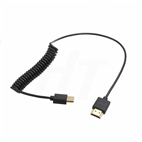 HDMI 8K 4K 60fps Cable Coiled 50cm for Sony A9 Canon C500 Panasonic GH5 Nikon Camera Atomos Ninja V SmallHD Blackmagic Monitor Type A HDMI 2.1 Thin Flexible Straight HDMI