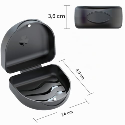 Argomax Braces Box with Magnetic Closure, KFO Box for Dental Splint | KFO Box for Dental Splint, Grinding Splint, Aligner, Prostheses and Mouth Guard; Compact Travel Case Black