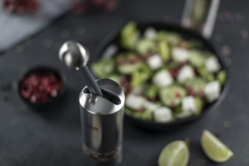 Kuhn Rikon Ratchet Spice Mill Grinder for Salt & Pepper, Stainless Steel Silver