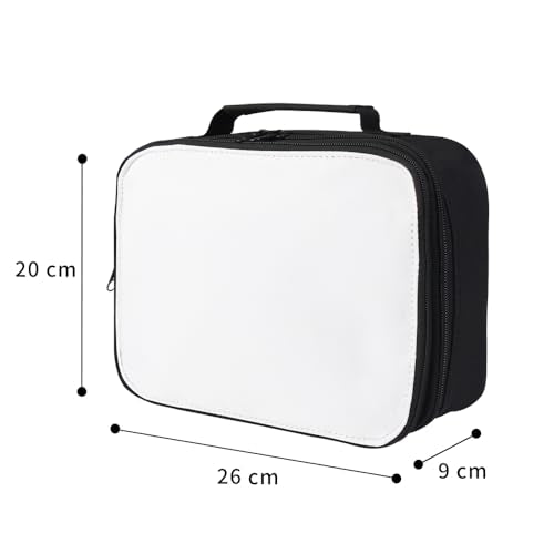 Customizable Sublimation Blanks Lunch Bag & Storage Tote Makeup Cosmetic Organizer- Removable Front Panel for Easy Heat Press, Perfect for DIY Personalized Gifts, Work, School (Black) Black 4pcs