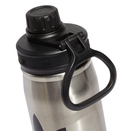 adidas Originals 600 ML (20 oz) Metal Water Bottle, Hot/Cold Double-Walled Insulated 18/8 Stainless Steel Stainless Steel/Black/Black 20.3 Ounces
