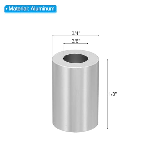 PATIKIL M10 aluminum spacers, 5-piece silver round metal standoffs, 1-1/8-inch length with 3/4-inch outer diameter
