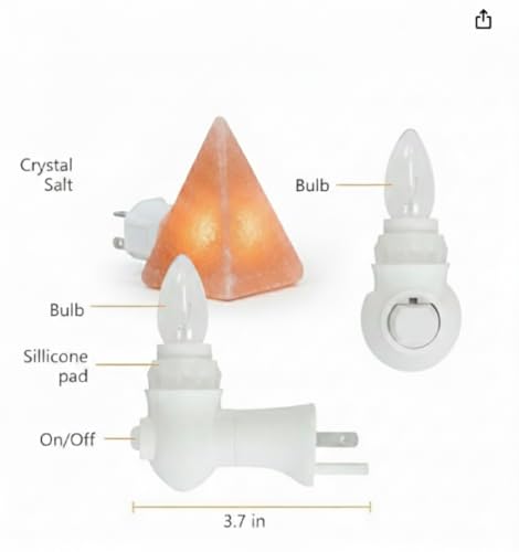 Himalayan Pink Salt Night Light Pyramid (1 Pack) Decorative Ambient Night Lights for Bedroom, Bathroom, Nursery & Home Décor