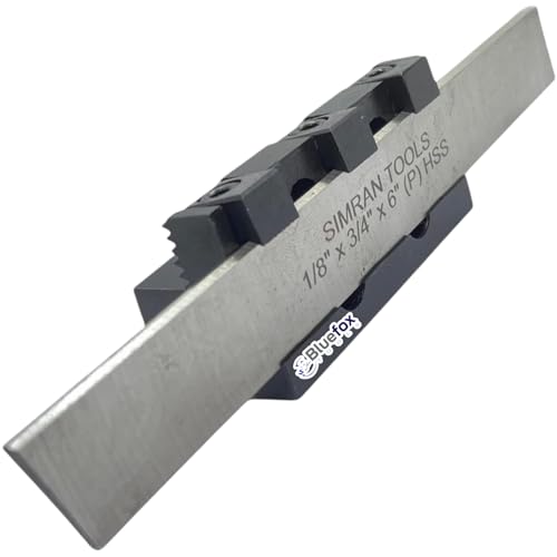 Lathe Adjustable Type Parting Cut Off Tool Holder 10mm Shank with 3/4" HSS Blade | Metal Lathe Machine | T Type Cut Off Quality | Steel Tool - Hardened and Precisely Ground Blade- 1/8"x3/4"x6" & Shank - 10mm(adjustable)
