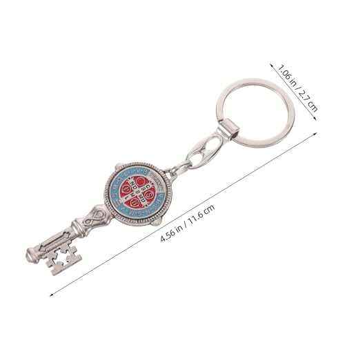 Operitacx 10pcs Key Shaped Saint Benedict Medal Keychain Pendant