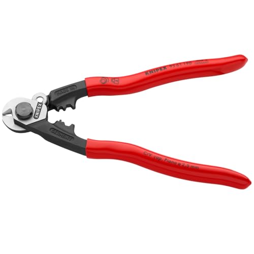 KNIPEX 95 61 190 SBA wire rope cutters with black handles and precision cutting jaws