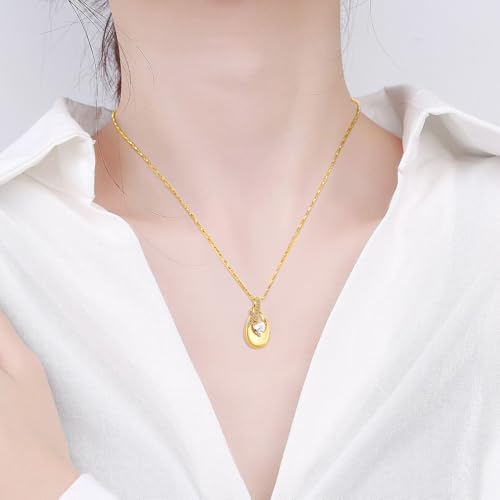 Imrsanl Teardrop Urn Necklace for Ashes for Women Stainless Steel Crystal Heart Cremation Jewelry Memorial Human Ashes Holder Funeral Keepsake Pendant (Gold)