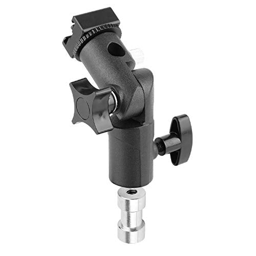 2Pack Updated Flash Bracket Flash Stand Light Stand Bracket Mount with Umbrella Holder Mount Swivel for Camera DSLR Nikon Canon Pentax Olympus and Other DSLR Flashes Speedlite Studio Light LED Light Update-UmbrellaHolder-2P