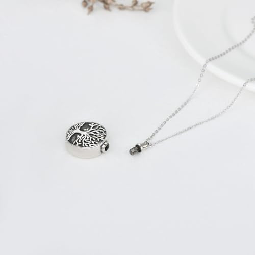TRISHULA Urn Necklace for Ashes Sterling Silver Tree of Life Urn Ash Necklace Cremation Keepsake Memorial Jewelry Gifts for Women Men Cats Dogs Pets