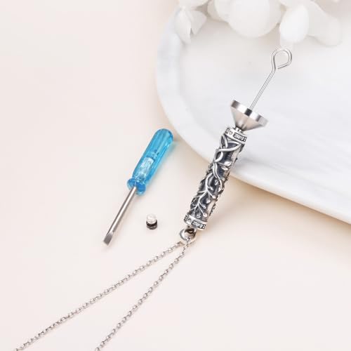 Urn Necklace for Ashes Cylinder Bar Heart Shaped Urn Tree of Life Celtic Necklace 925 Sterling Silver Cremation Jewelry Ashes Pendant Keepsake Memorial Jewelry for Women Men Silver/Gold