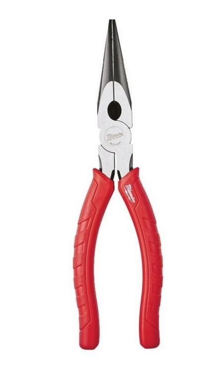 Milwaukee 48-22-6101 8-inch long nose needle-nose pliers with reaming head and fish tape pulling feature