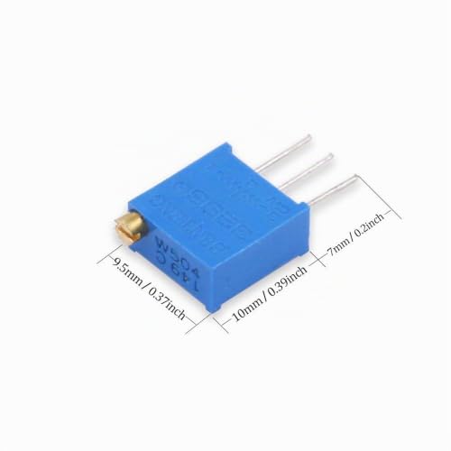 RUNCCI-YUN 12 Values 60 Pieces 3296W Trimmer Potentiometer Kit, Rotary Potentiometer, Variable Resistance, High Precision Resistors (100Ω, 1kΩ, 10kΩ, 100kΩ, 200Ω, 20kΩ, 200kΩ, 500Ω, 50kΩ, 50kΩ, 500kΩ)