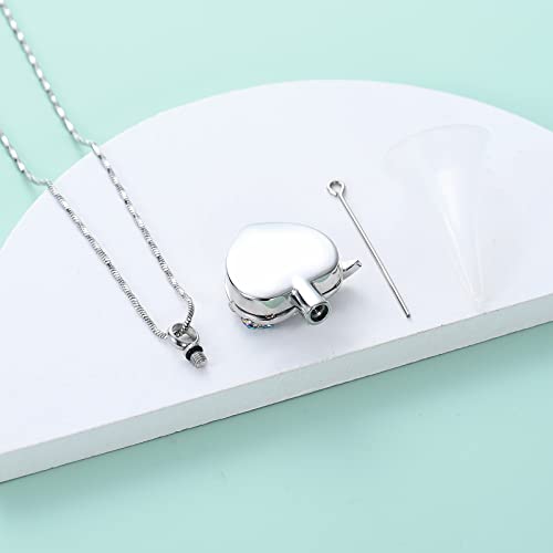 Yinplsmemory Hummingbird Cremation Jewelry Crystal Heart Urn Ashes Necklace for Women Men Memorial Keepsake Necklace of Loved One Blue-Rainbow
