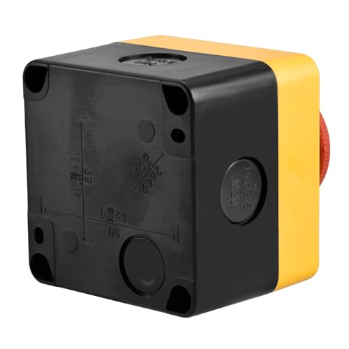 Heschen Red Sign 660V 10A 1NO 1NC Push Button Emergency Stop Switch with Box Twist Release IP65 Waterproof for Industrial Safety Control Drehentriegelung 1NO 1NC