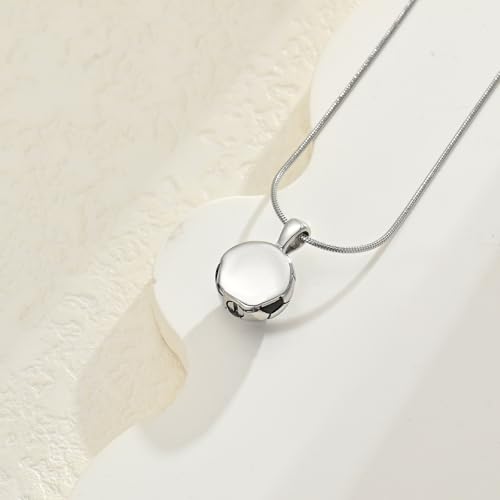 Sport Ball Urn Necklace for Ashes for Men Stainless Steel Memorial Pendant Silver-3