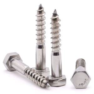 [Australia - AusPower] - Glvaner M12 x 90mm (4 pcs) Stainless Steel Hex Head Lag Screws, Hexagon Head Wood Screws DIN571, Partial Thread Coverage, Plain Finish 4 