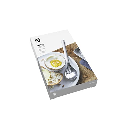WMF 6-Piece 18/10 Stainless Steel 12 cm Nuova Egg Spoon Set, Silver Without Engraving Single
