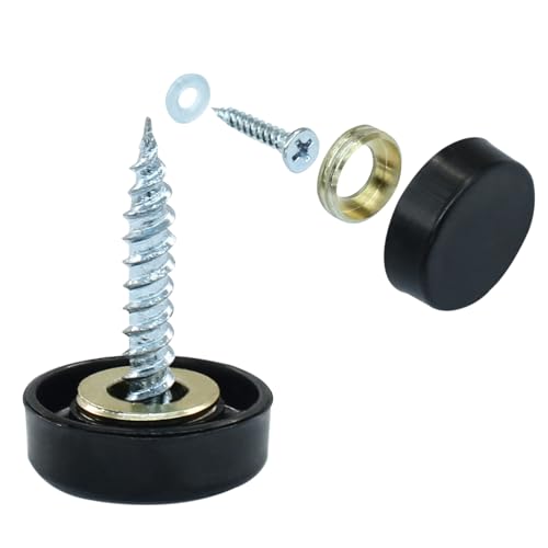 ISDVBUY black 16mm decorative screw covers, 24-pack nail caps in a compact product package