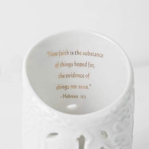 DreamsEden Candle Holder Ceramic Christian Cross Tea Light Holder with Bible Fresh Tealight Cup Votive Candle Holder for Wedding Home Decor (Faith) Faith