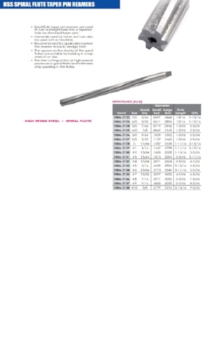 HHIP 2006-2137#9 High Speed Steel Spiral Flute Taper Pin Reamer #9