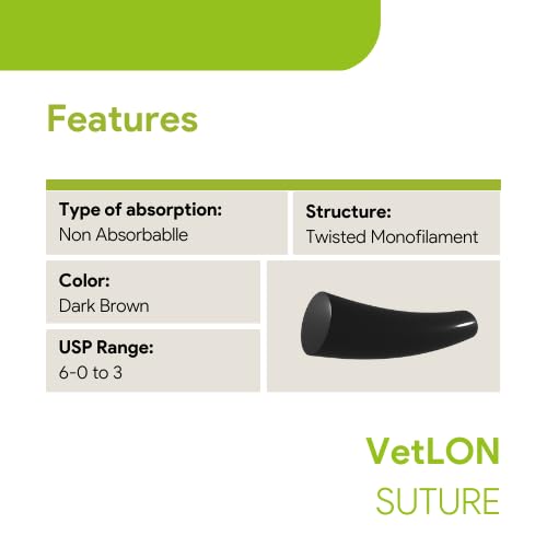 [Australia - AusPower] - VeterSut VetLON Non-Absorbable Nylon Surgical Suture USP Size 2-0, (FSLX) 3/8 36mm Reverse Cutting Needle, 36 Inches (90 cm), 12 Count, Veterinary Use Only 