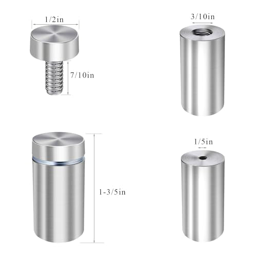 Osring 1/2 x 3-1/5 inch screw standoffs wall mount sign hardware, 16-pack of silver standoffs
