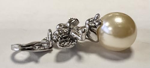 Quiges 925 Sterling Silver Angels Clip On Lobster Clasp Charm Pendant Angel with Pearl