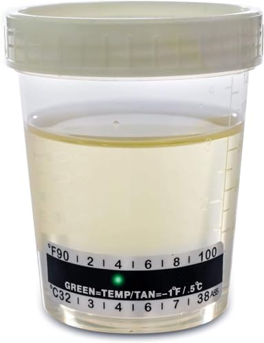 Sterile Urine Cup / Sample Cup Screw Top 120ml with Temperature Indicator Pack of 5