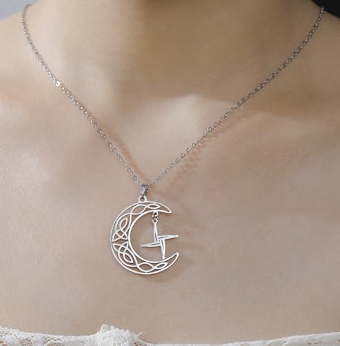 St Brigid's Cross Necklace Traditional Saint Bridget Pendant Irish Celtic Cross Amulet Christian Religious Jewelry Gift for Women Men silver