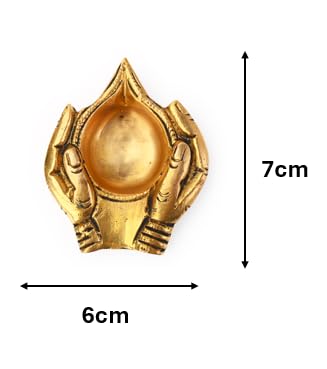 Brass Hand Shape Diya Deepam Staue Sculpture for Temple Mandir Home Office Main Door Entrance Pooja Décor Decoration and Gifting (Hand Shape Diya)
